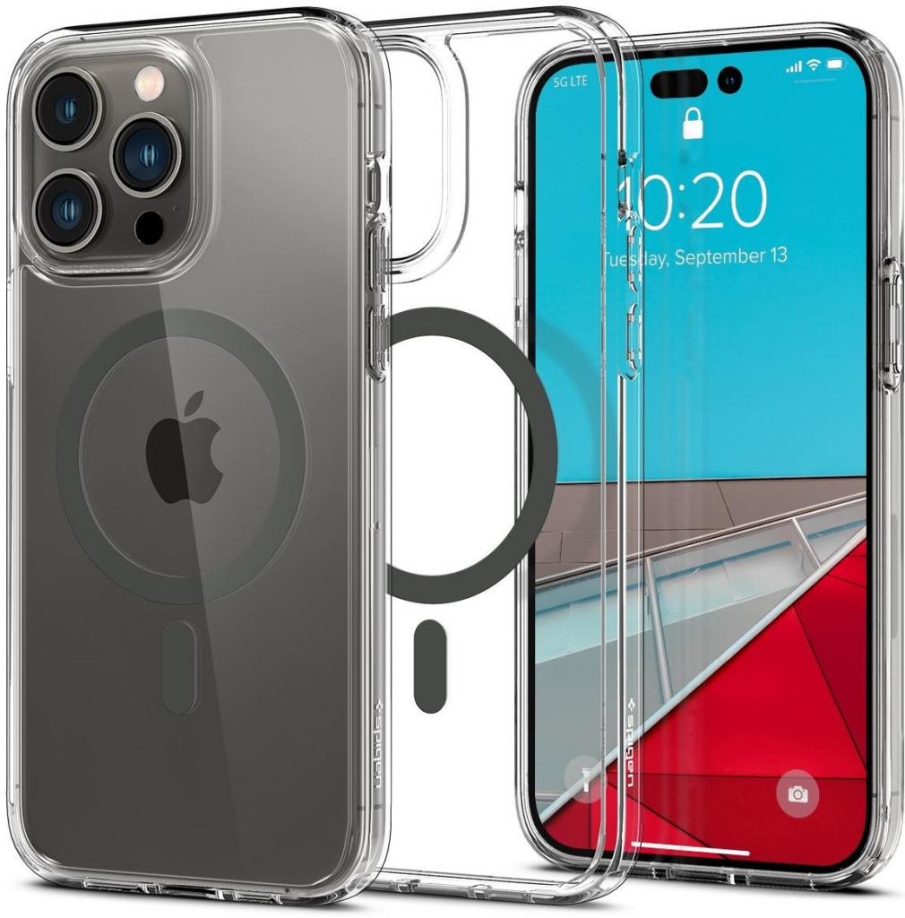 Pouzdro Spigen Ultra Hybrid Mag iPhone 14 Pro Max světle šedý