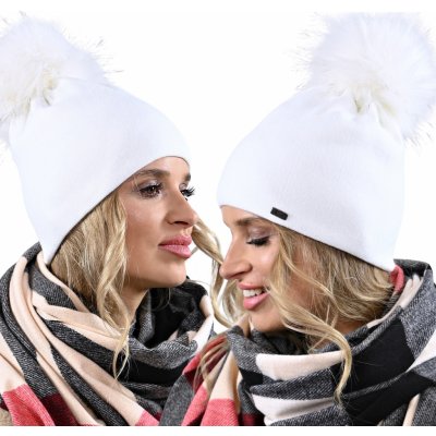 Fashionweek Dámská zimní čepice s bambulí ZIZI15/A13 bílá – Zboží Mobilmania