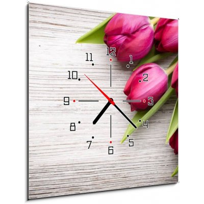 Obraz s hodinami 1D - 50 x 50 cm - Tulip. Tulipán. – Zboží Mobilmania