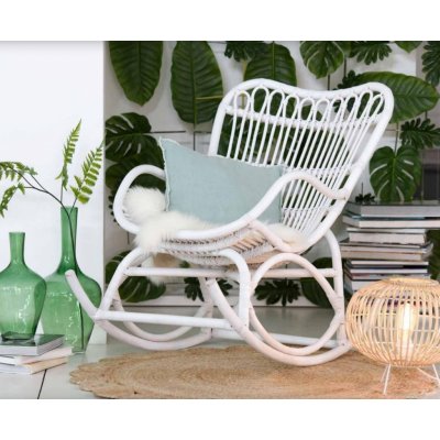 J-Line by Jolipa ratanové houpací křeslo Rocking Bílé – Zbozi.Blesk.cz