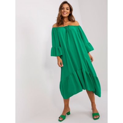 Italy Moda asymetrické midi šaty s volánem dhj-sk-6057.93-green Zelené – Zboží Mobilmania