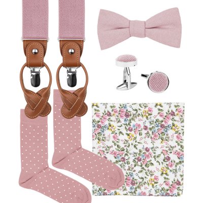 Bubibubi sada Blush Pink s motýlkem a kšandami růžová – Zboží Dáma