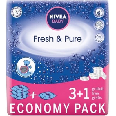 Nivea Baby Vlhčené ubrousky Fresh & Pure 4 x 63 ks