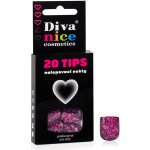 Diva & Nice Cosmetics Nalepovací umělé nehty TIPS 20 fialový mramor 24 – Zboží Dáma