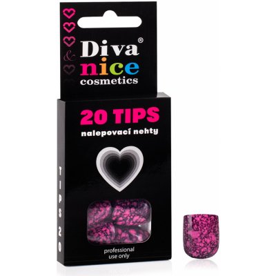 Diva & Nice Cosmetics Nalepovací umělé nehty TIPS 20 fialový mramor 24 – Zboží Dáma