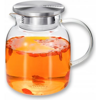 Wilmax Skleněný džbán na džus a limonádu Karafa na vodu s víkem 1000 ml – Sleviste.cz