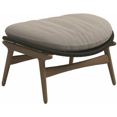 Gloster Podnožka Bora, 85x69x44 cm, rám teak, výplet umělý ratan tmavý Umber, sedáky kat. D – Hledejceny.cz