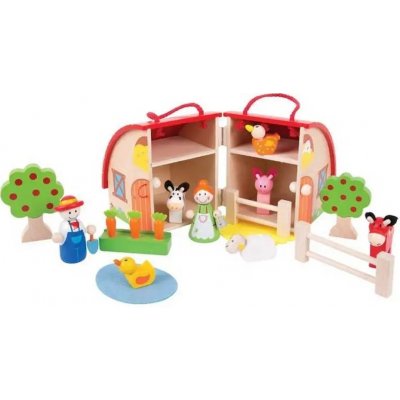 Bigjigs Toys Domeček pro panenky Farma 15 cm – Zboží Mobilmania