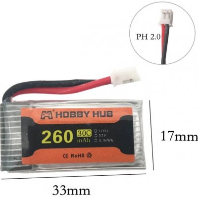 DLStore LiPo baterie 3,7V 260mAh 30C JST-PH 2.0 – Zboží Dáma