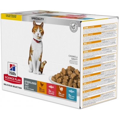 Hill's Science Plan Feline Adult Sterilised Chicken&Fish&Trout&Turkey 12 x 85 g – Hledejceny.cz