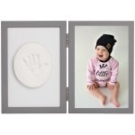 Tiny Memories Sada na otisk miminka -dvojitý rámeček s modelínou pro otisk ručičky nebo nožičky, šedý – Hledejceny.cz