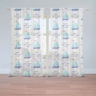 Sablio Záclony Modré lodičky: 2ks 150x250cm – Hledejceny.cz