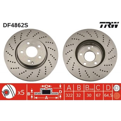Brzdový kotouč TRW DF4862S | Zboží Auto