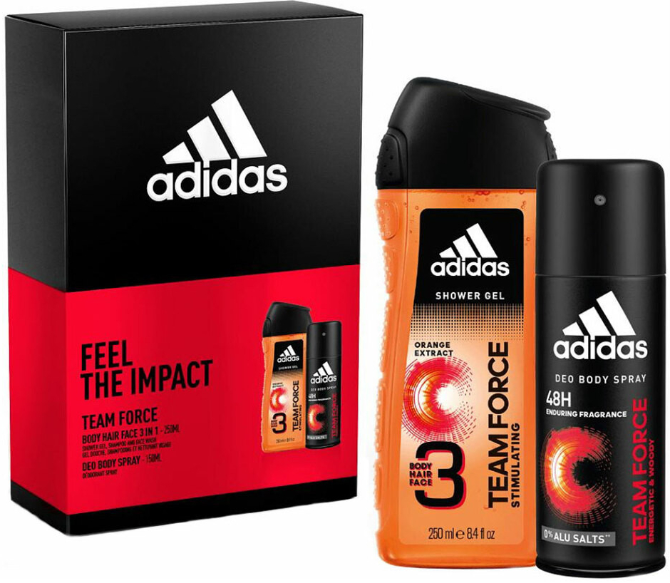 Adidas Team Force deospray 150 ml + sprchový gel 250 ml dárková sada