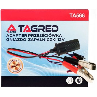 TAGRED TA566 Adaptér autobaterie - zásuvka autozapalovače 12V s krokosvorkami, – Zboží Mobilmania