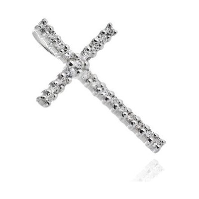 Šperky eshop Stříbrný přívěsek 925 velký třpytivý zirkonový kříž X22.8