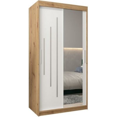 DobreSny York2 se zrcadlem zrcadlem 100 x 200 cm dub artisan / bílá – Sleviste.cz