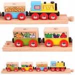 Bigjigs Nákladní vlak se zeleninou + 3 koleje – Zboží Dáma