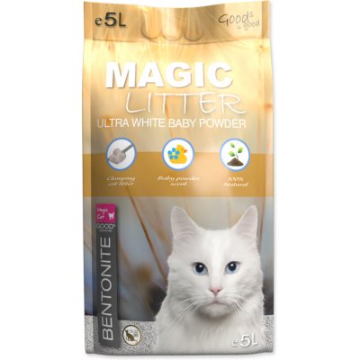 Magic Cat Magic Litter Bentonite Ultra White Baby Powder 5 l – Zboží Mobilmania