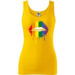 Dobrý Triko dámské tílko s potiskem Pride ústa Žlutá – Zboží Dáma