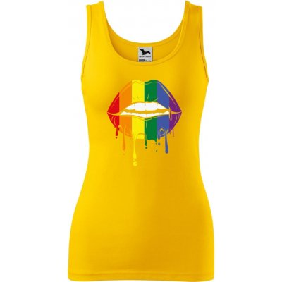 Dobrý Triko dámské tílko s potiskem Pride ústa Žlutá – Zboží Dáma