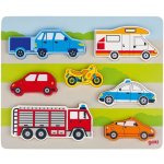 Goki dřevěné puzzle i kostky pro nejmenší Autíčka – Sleviste.cz