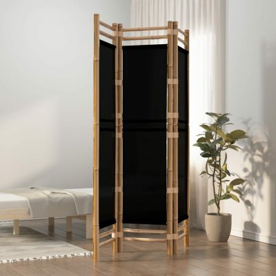 vidaXL Paraván skládací 120 × 180 cm bambus a plátno černý 3panelový 350627 – Zboží Dáma