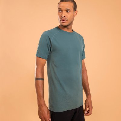 Kimjaly pánské tričko na dynamickou jógu s krátkým rukávem Seamless khaki