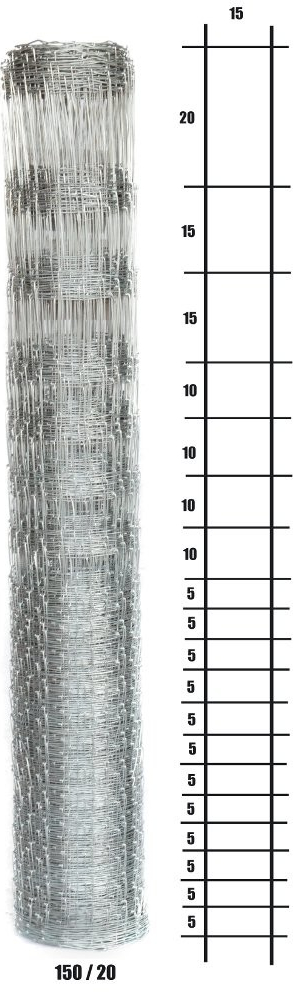 Lesnické pletivo uzlové - výška 150 cm, drát 1,6/2,0 mm, 10 drátů