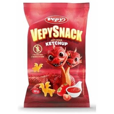 Vepy Vepysnack Kukuřičný snack s příchutí kečupu bez lepku 45 g – Sleviste.cz