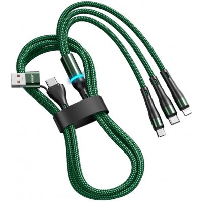Enkay 73172 USB / USB Typ-C na Lightning / micro USB, USB Typ-C, 1,3m, zelený
