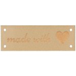 Béžový tmavý štítek Made with love 3,8 x 1,2 cm – Zboží Dáma