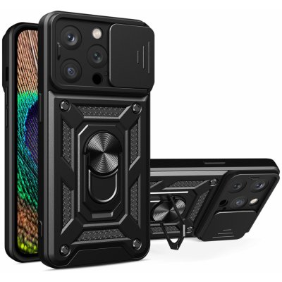 Pouzdro Hybrid Armor Camshield Silikonové s kovovým kroužkem na iPhone 15 PRO MAX černé – Zboží Mobilmania