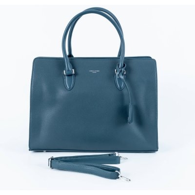 David Jones Paris velká elegantní kabelka do ruky CH21083 paví modrozelená na formát A4 – Zbozi.Blesk.cz