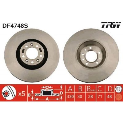 Brzdový kotouč TRW DF4748S | Zboží Auto