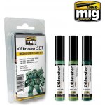 Ammo-Mig Jimenez Mechas green tones color set oil paint with fine brush applicator 3 x 10 ml – Hledejceny.cz