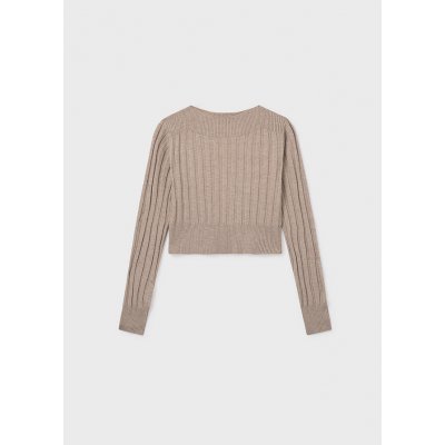 Mayoral svetr s lodičkový výstřihem žebro smetanový – Zboží Dáma