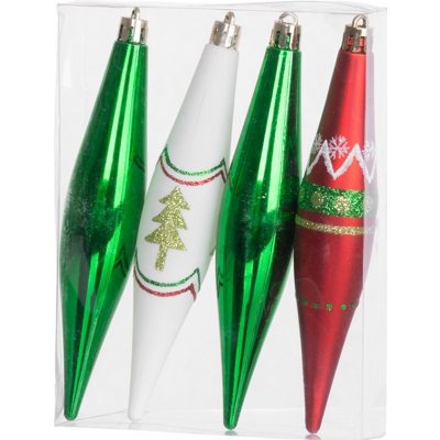 MagicHome Vánoční ozdoba 4 ks červeno-zelená s ozdobou na vánoční stromek 3x15 cm – Hledejceny.cz
