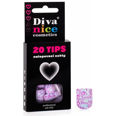 Diva & Nice Cosmetics Nalepovací umělé nehty TIPS 20 růžový mramor 23 – Hledejceny.cz