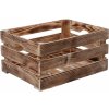 Úložný box ČistéDrevo Opálená dřevěná bedýnka 40 x 30 x 20 cm
