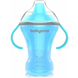 BabyOno nekapající hrníček s tvrdým pítkem a oušky modrá 260 ml