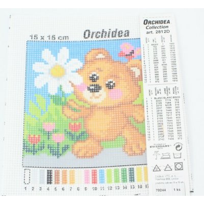 Předloha vyšívací 15x15cm Medvídek květina – Hledejceny.cz