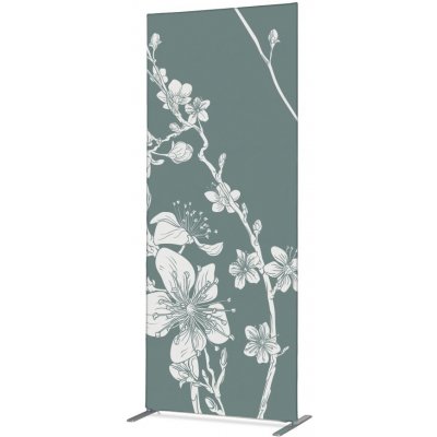 Jansen Display Potištěná látková dělící stěna Deco 100-200 Japonské třešňové květy zelené ECO, 1020 x 2020 mm – Zboží Živě