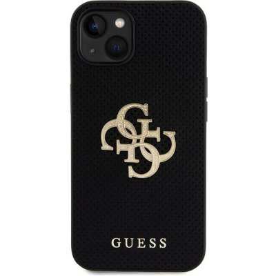 Guess PU Perforated 4G Glitter Metal Logo iPhone 13 černé