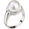 Prsteny Evolution Group s.r.o. Stříbrný prsten s krystaly Preciosa s bílou perlou 35021.1