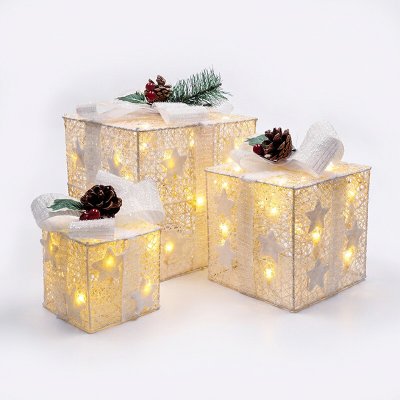 Solight sada 3 LED vánočních dárků, 48x LED, IP44, 230V, bílé provedení – Hledejceny.cz