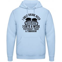 AWDis Hoodie Mikina Pivo Piju Včera, dnes a Zítra Nebeská modrá