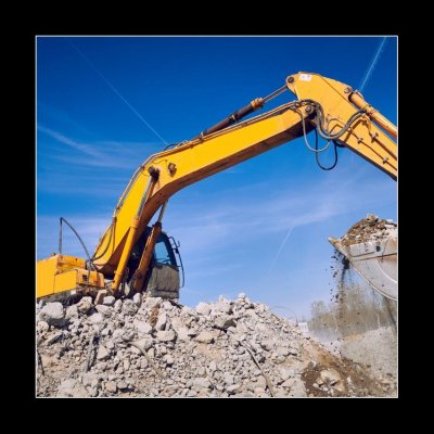 Obraz 1D - 50 x 50 cm - excavator loader machine at construction site rypadlo nakladač na staveništi – Zbozi.Blesk.cz
