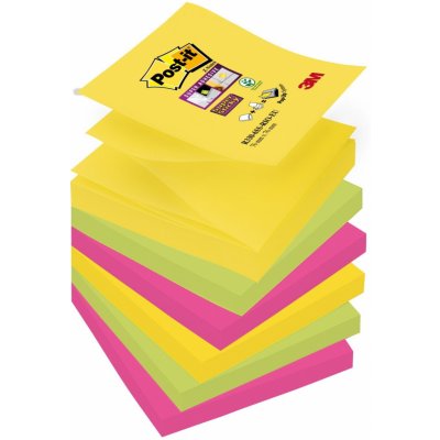 Bloček samolepicí Z 3M Post-it Super Sticky, 76x76 mm, Carnival, 3 barvy, 6x90 lístků – Hledejceny.cz