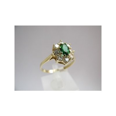ZLATO-MINERÁLY zlatý prsten smaragd a zirkony YT03987sn